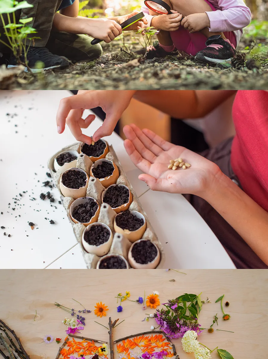 A child absorbed in hands-on discovery during the 3-day homeschool hybrid week