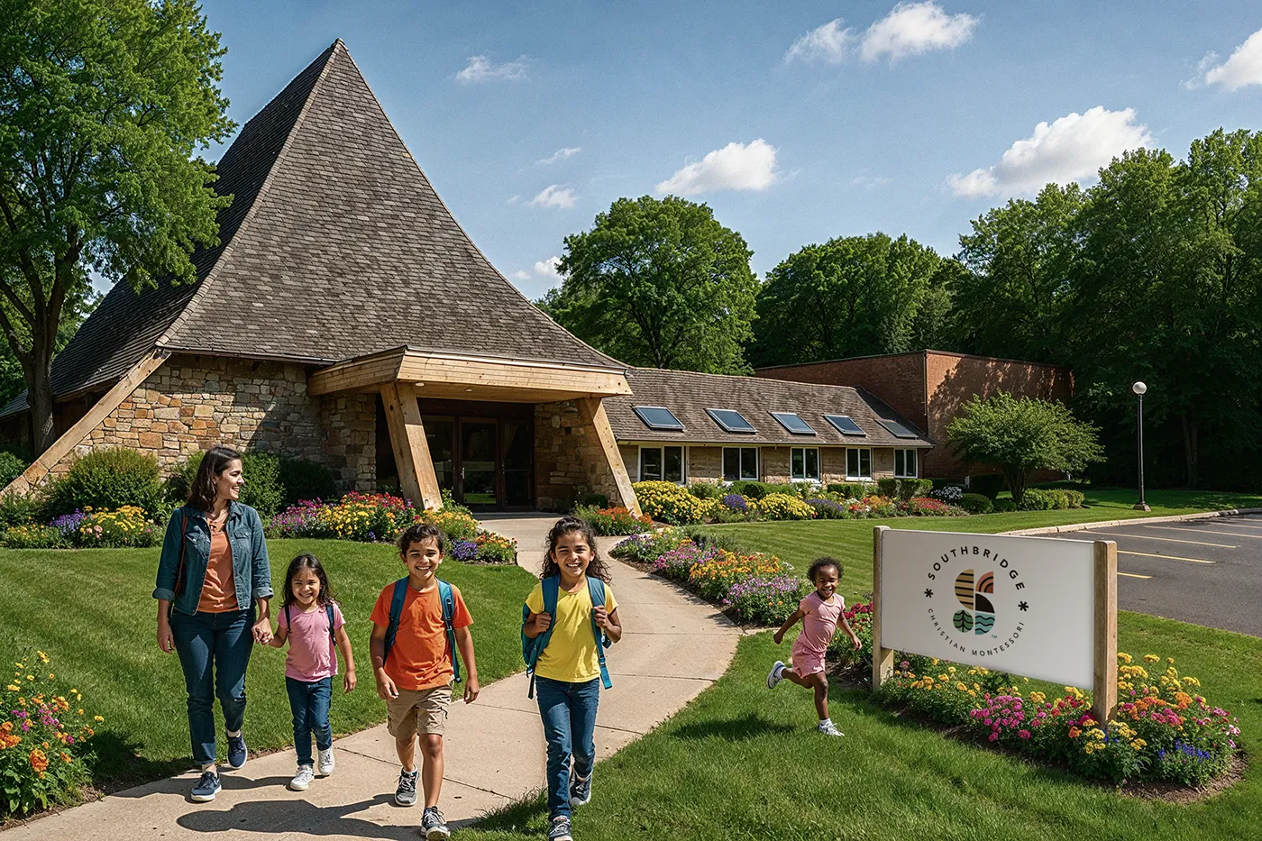 The Southbridge entrance among the trees — come see it for yourself
